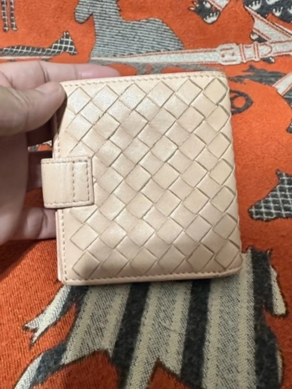 Bottega Veneta Cream Intrecciato Snap Card Case